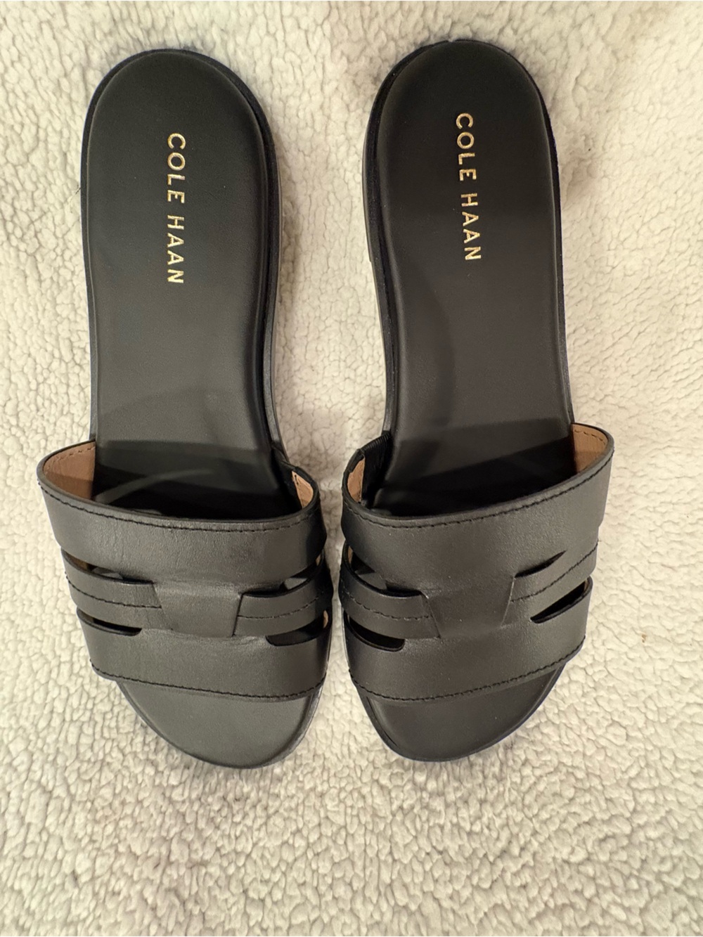 Cole Haan  Black Flynn Slotted Slides Size 9